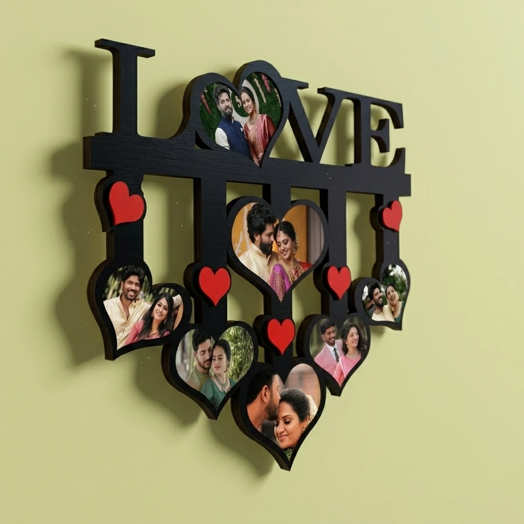 Custom LOVE Shape Wooden Photo Frame — photo 2