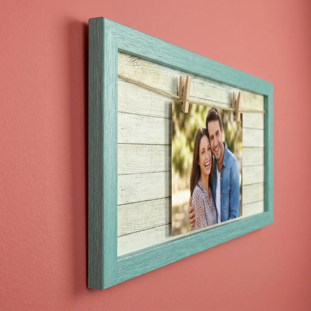 Custom Teal Wooden Photo Frame — photo 2