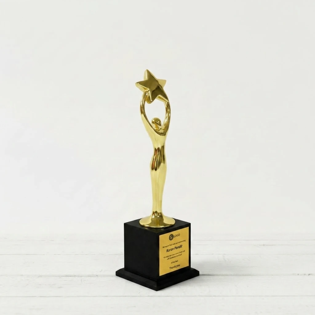 Gold Star Trophy with Black Plaque — photo 2