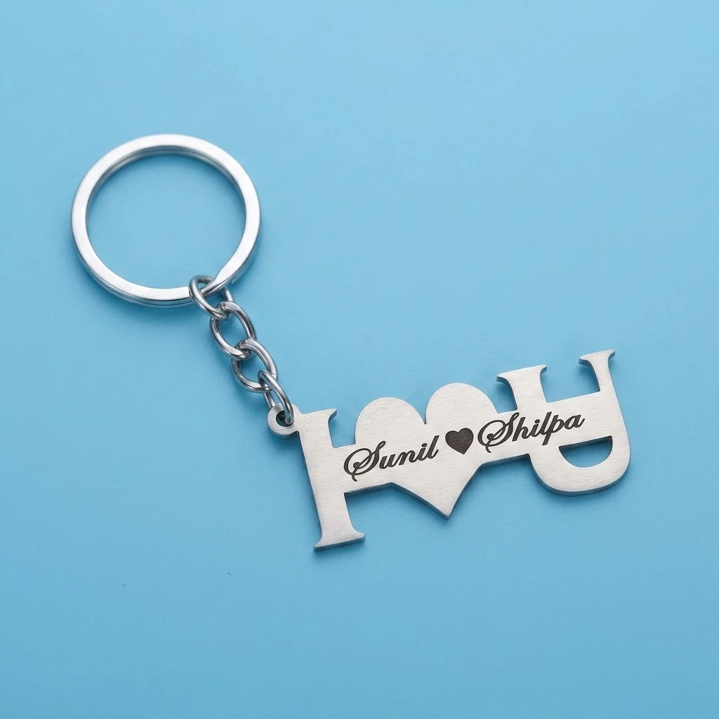 Custom I Love You Couple Name Keychain