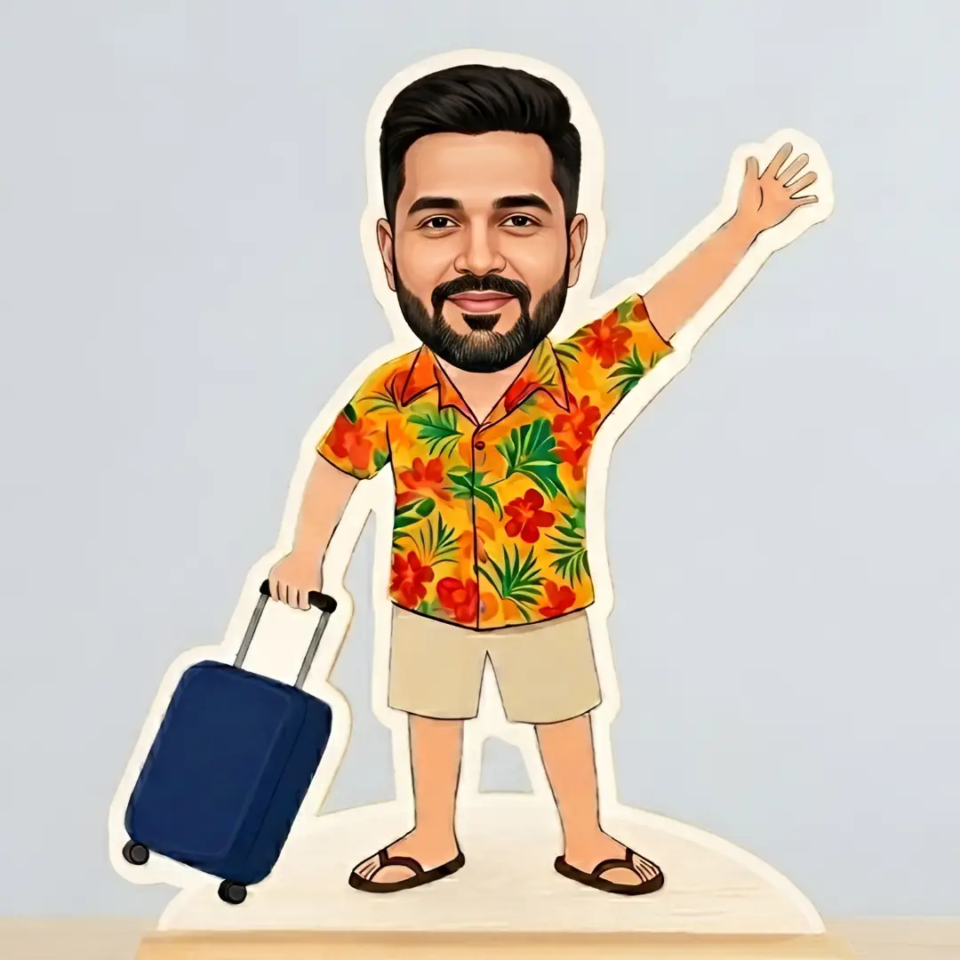 Personalized Travel Lover Caricature with Name