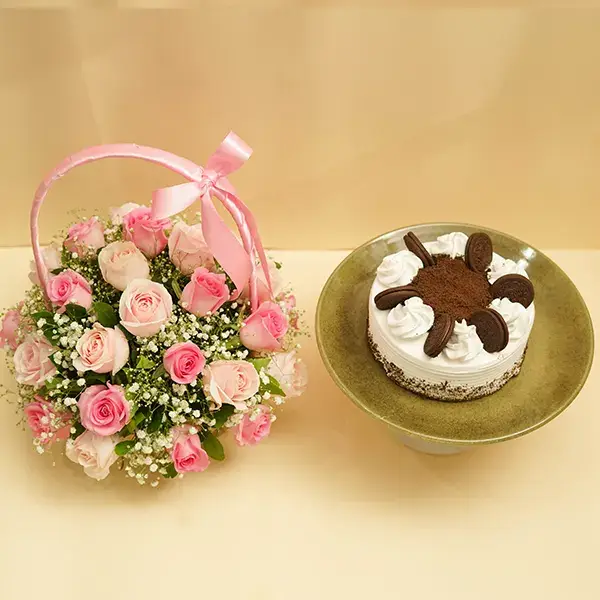 Oreo Treat with Pink Bloom Basket