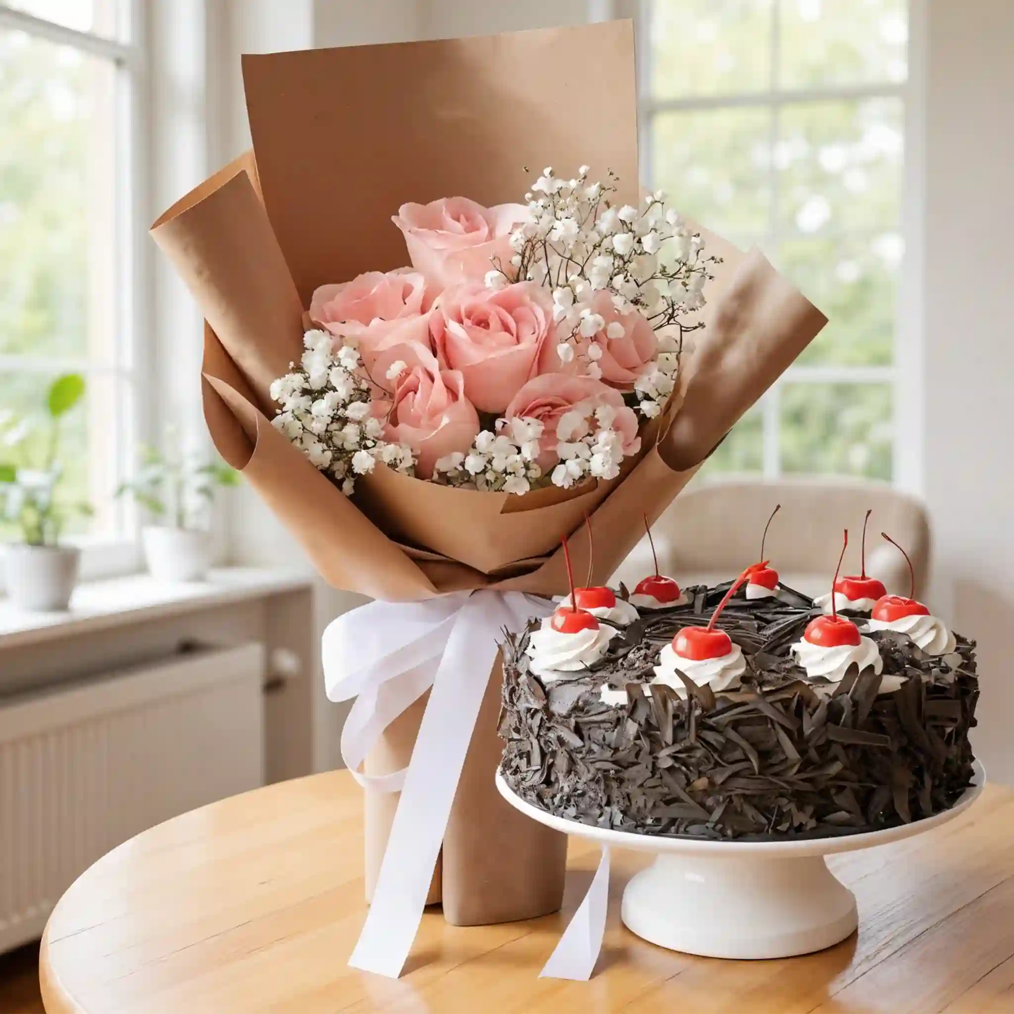 Pink Floral Bouquet & Sweet Forest Combo
