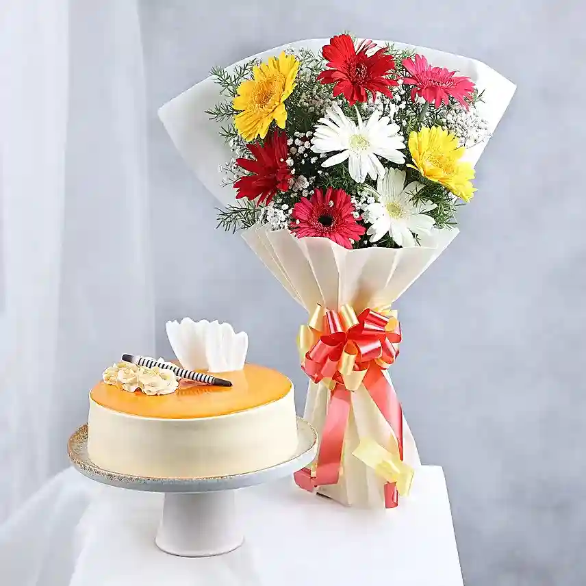 Mixed Gerberas with Butterscotch Delight