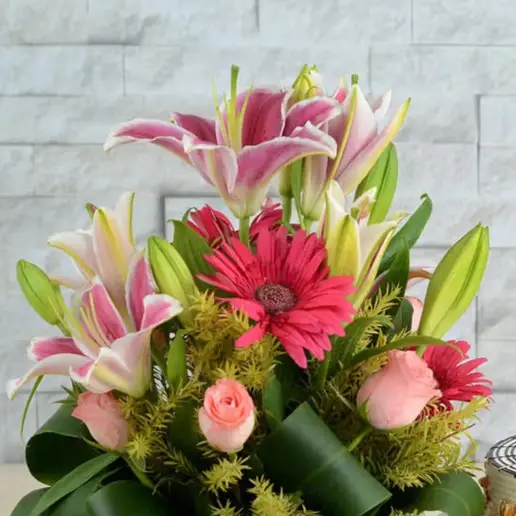 Mixed Flower Bouquet & Cake