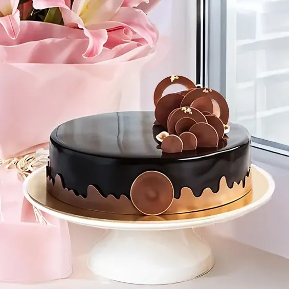 Lilies with Chocolate Cake