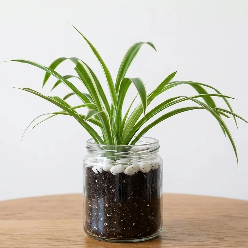 Spider Plant in Glass Pot