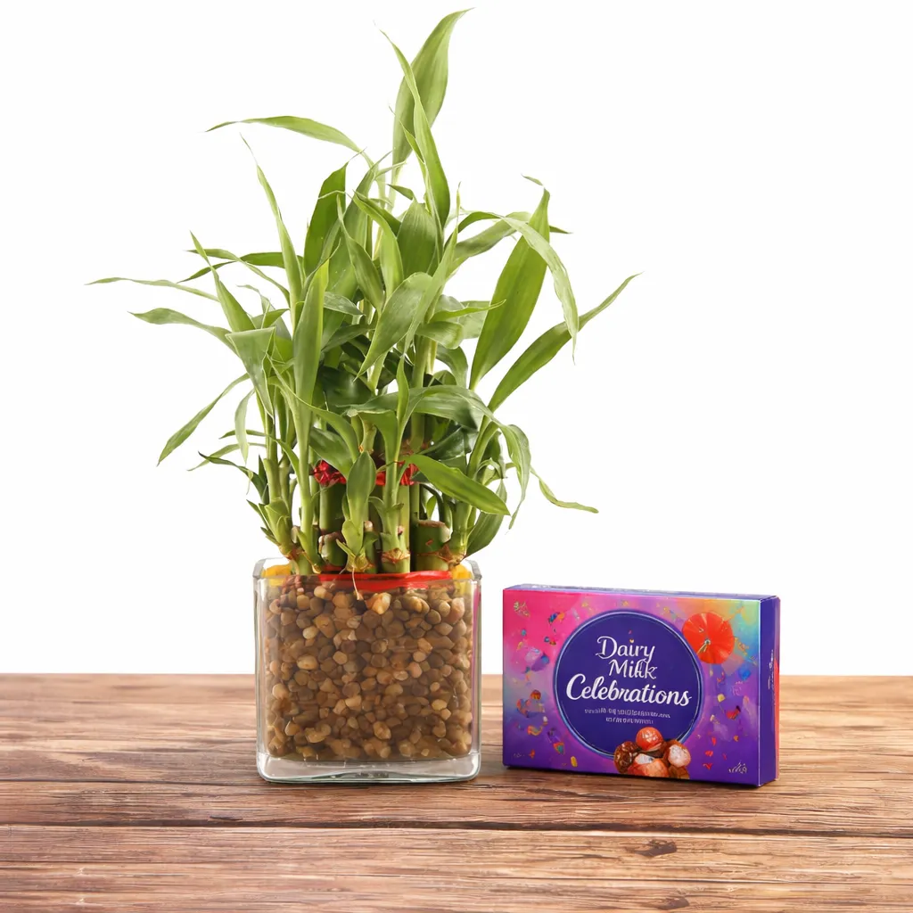 Lucky Bamboo Plant with Cadbury Celebrations