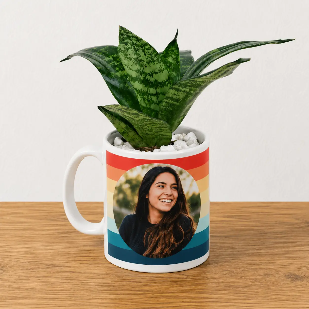 Personalized Photo Mug with Snake Plant