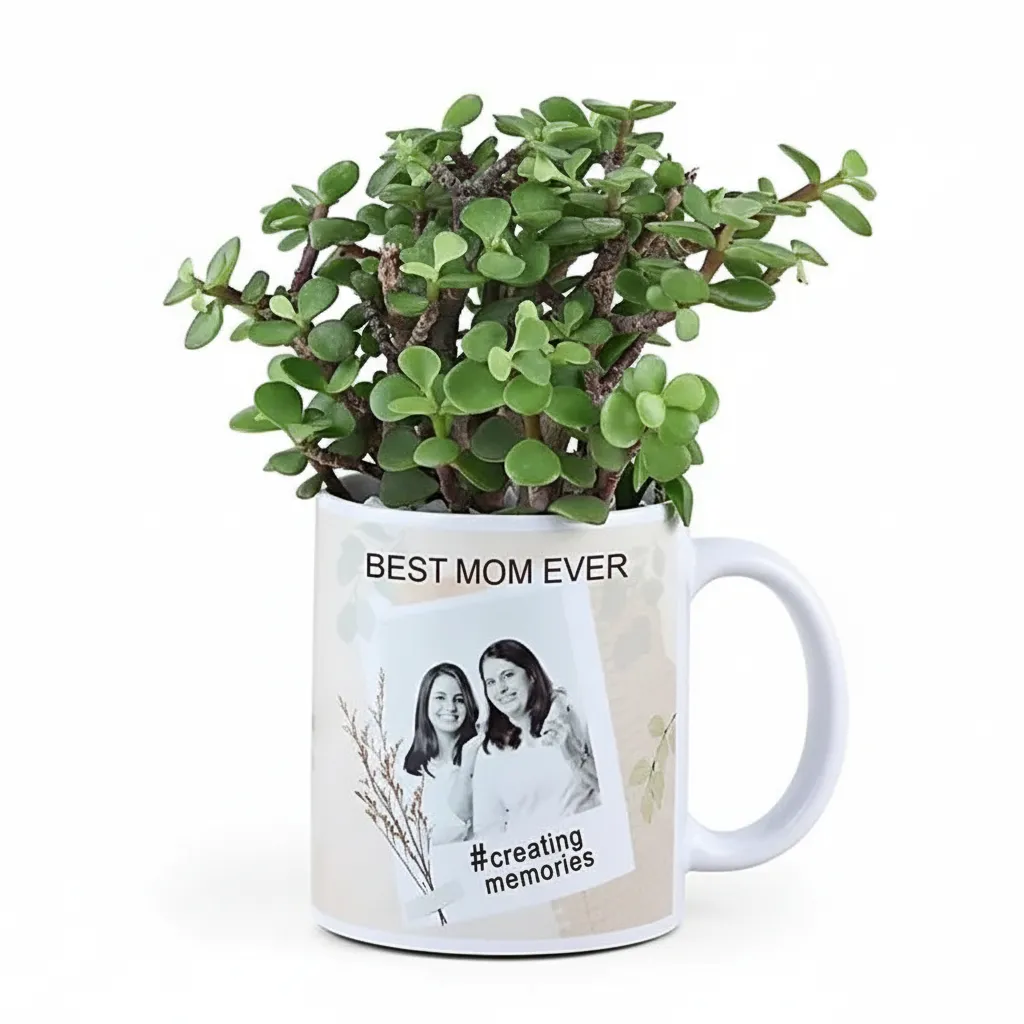 Photo Mug with Jade Plant