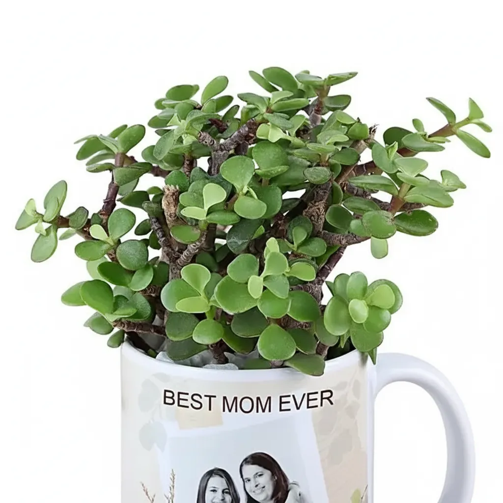 Photo Mug with Jade Plant
