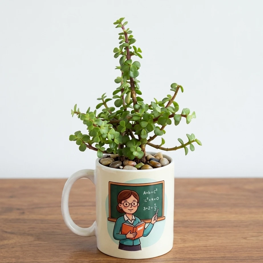 Jade Plant in Teacher Printed Mug
