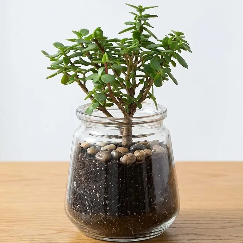 Jade Plant in Transparent Jar — photo 2