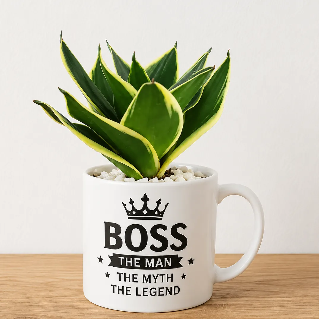 Boss Printed Mug with Snake Plant — photo 2