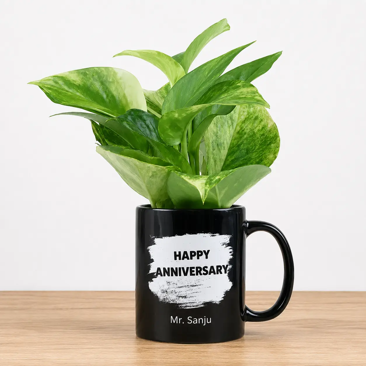Money Plant in Custom Anniversary Mug