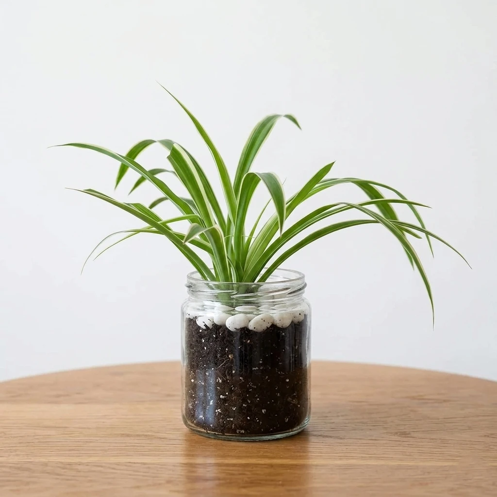 Spider Plant in Glass Pot