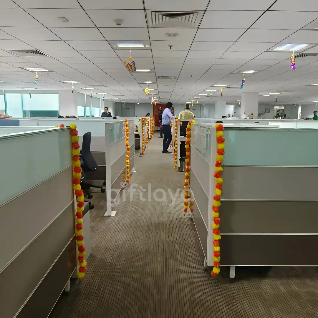 Whole Office Decoration With Garland