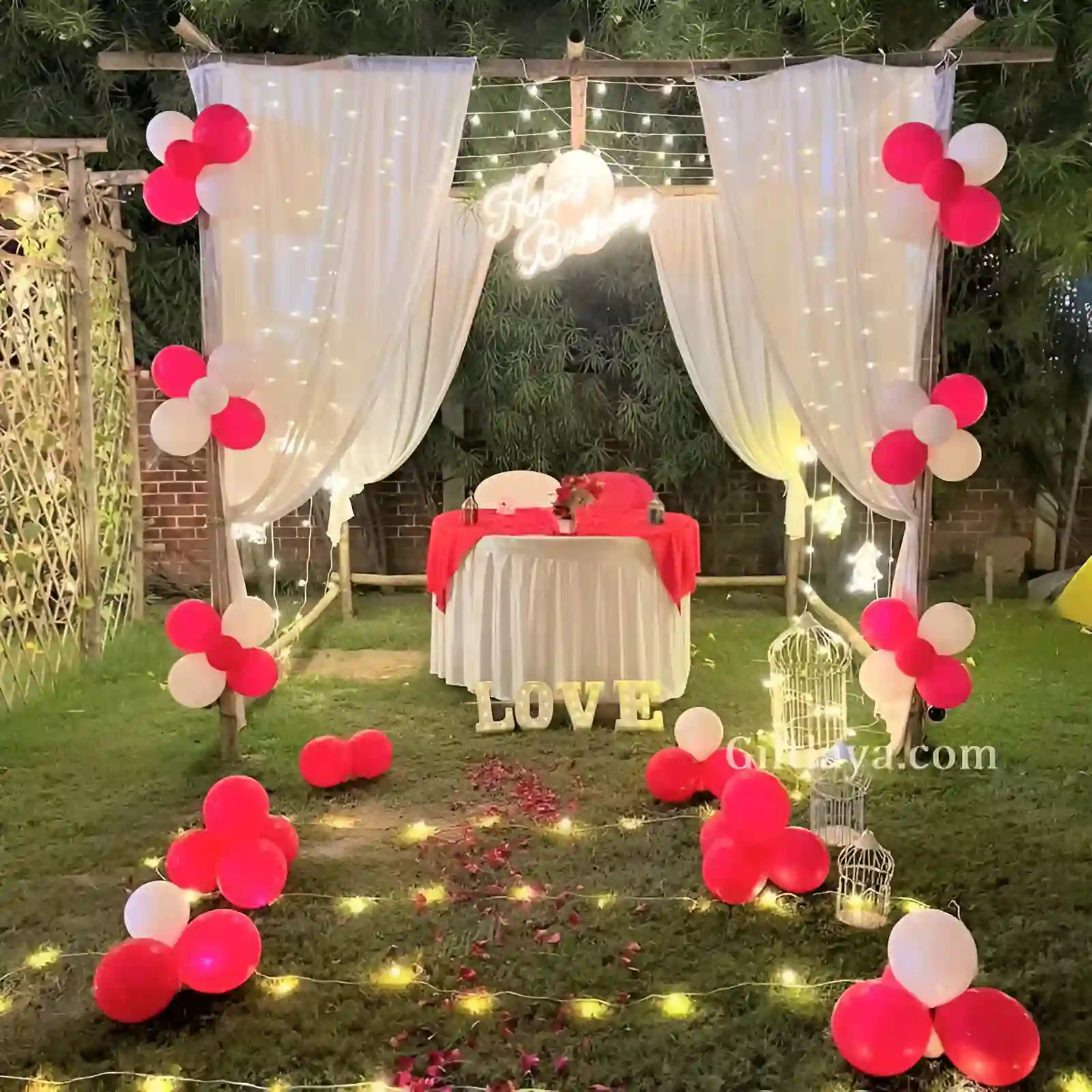 Garden Candle Light Dinner Setup