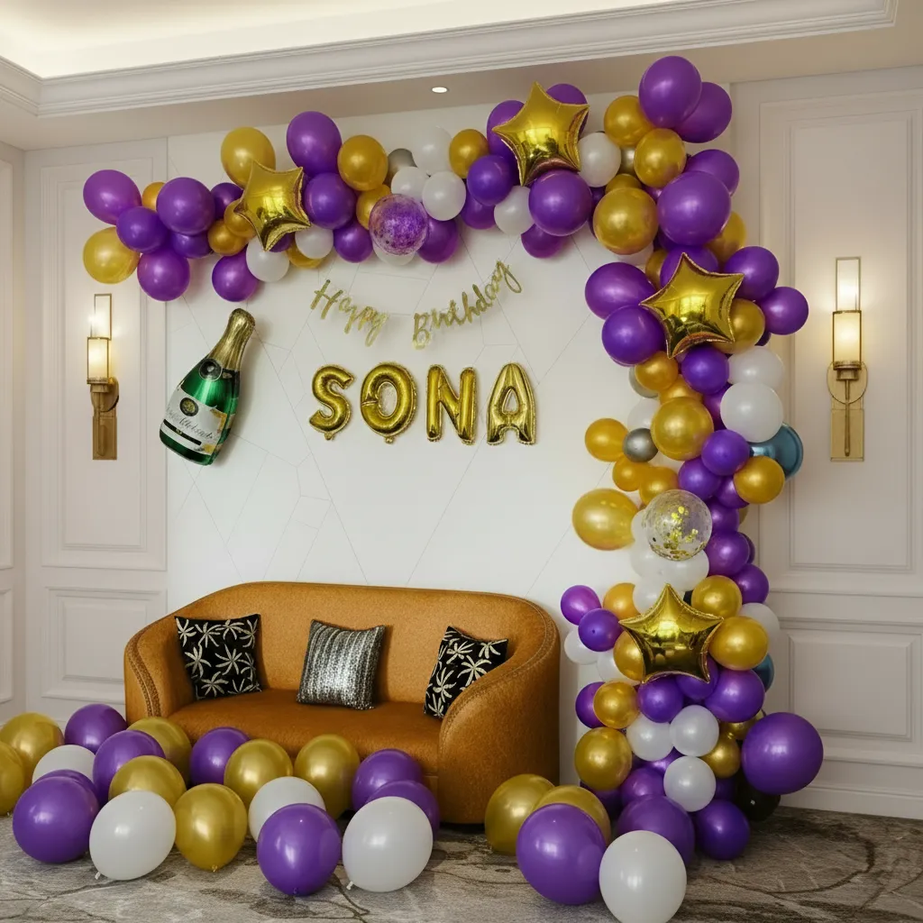Lavender Gold Theme Balloon Setup
