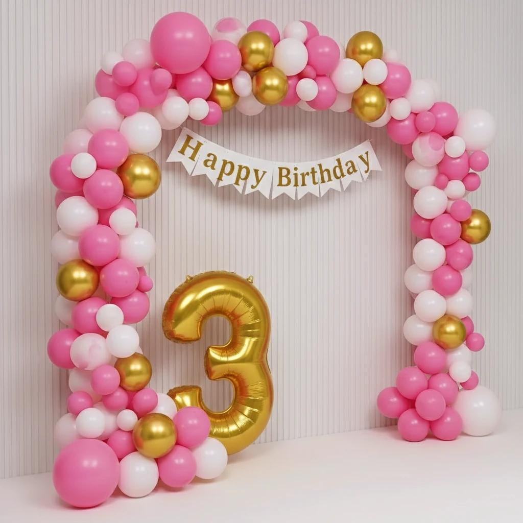Pink Balloon Arch Wall Decoration
