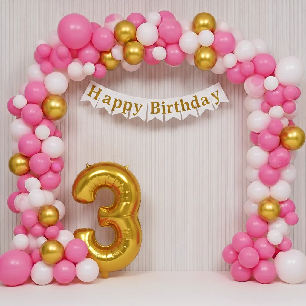 Pink Balloon Arch Wall Decoration