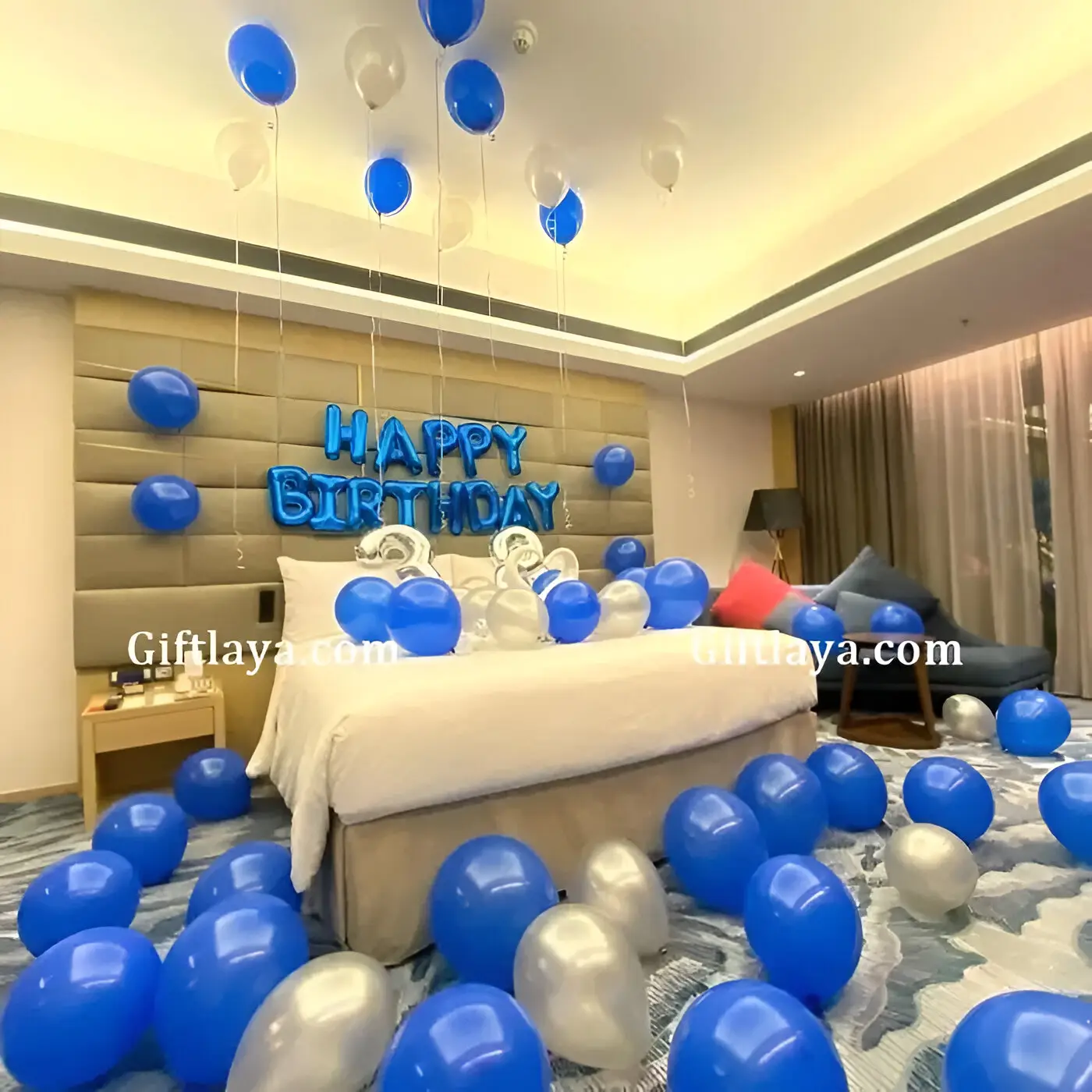 Blue Silver Birthday Decoration