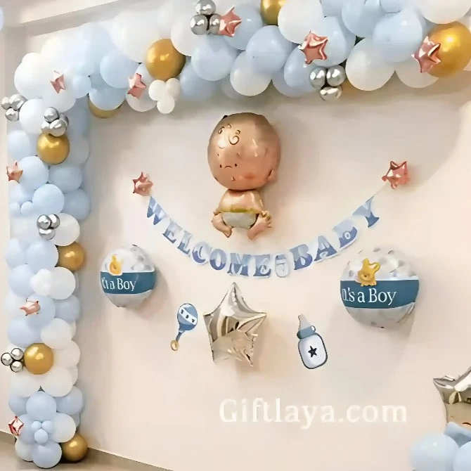Welcome Balloon Decoration for Baby Boy