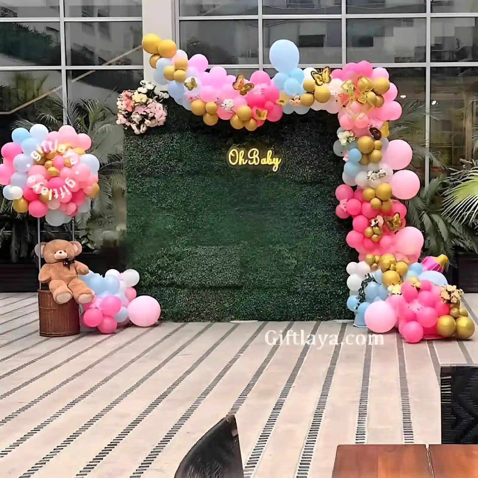 Oh Baby Green Backdrop Setup