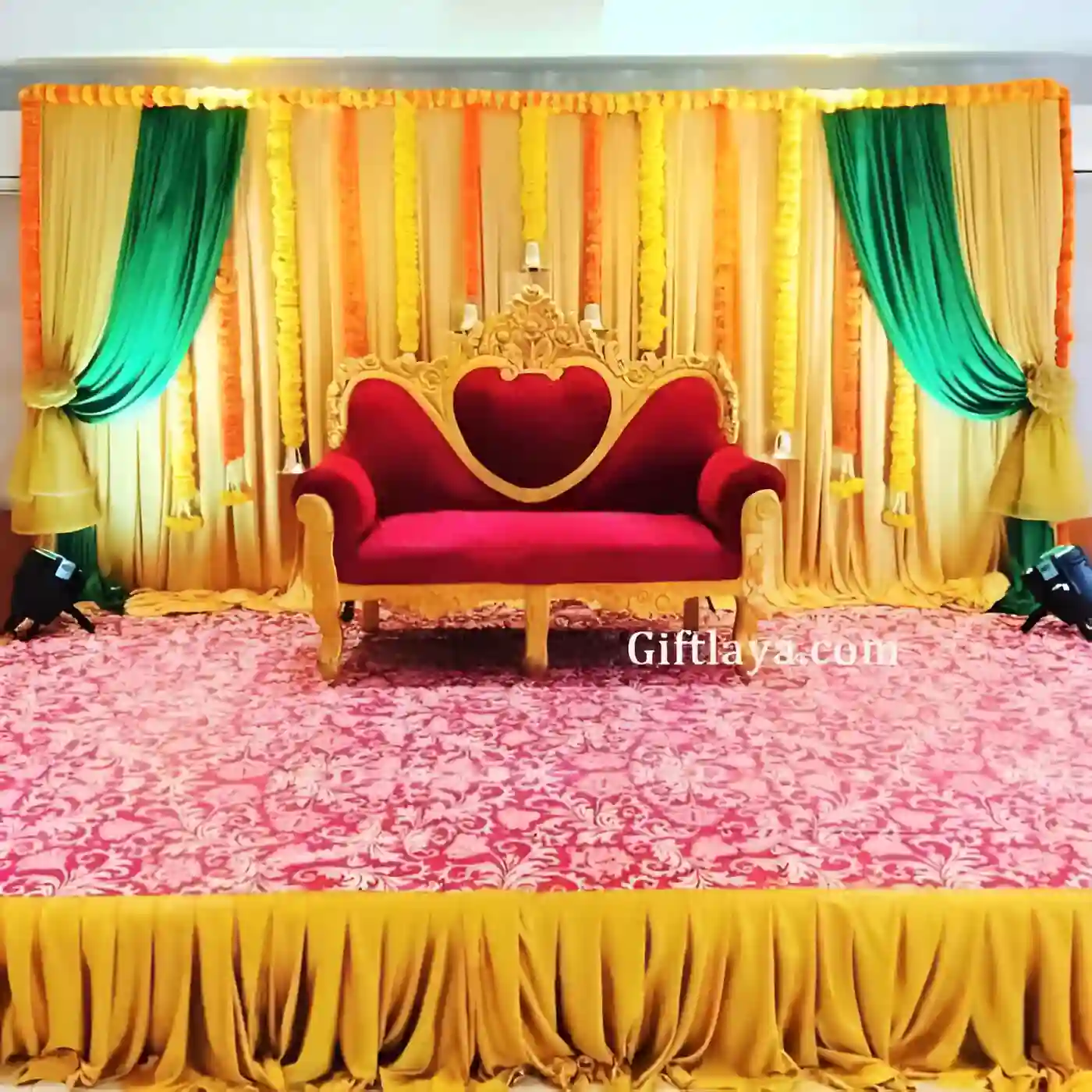 Haldi Stage Decoration with Flowers