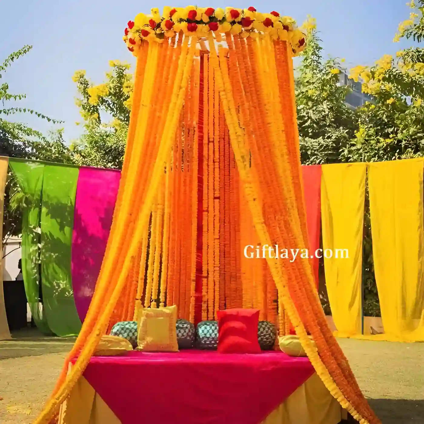 Canopy Haldi Flower Decoration
