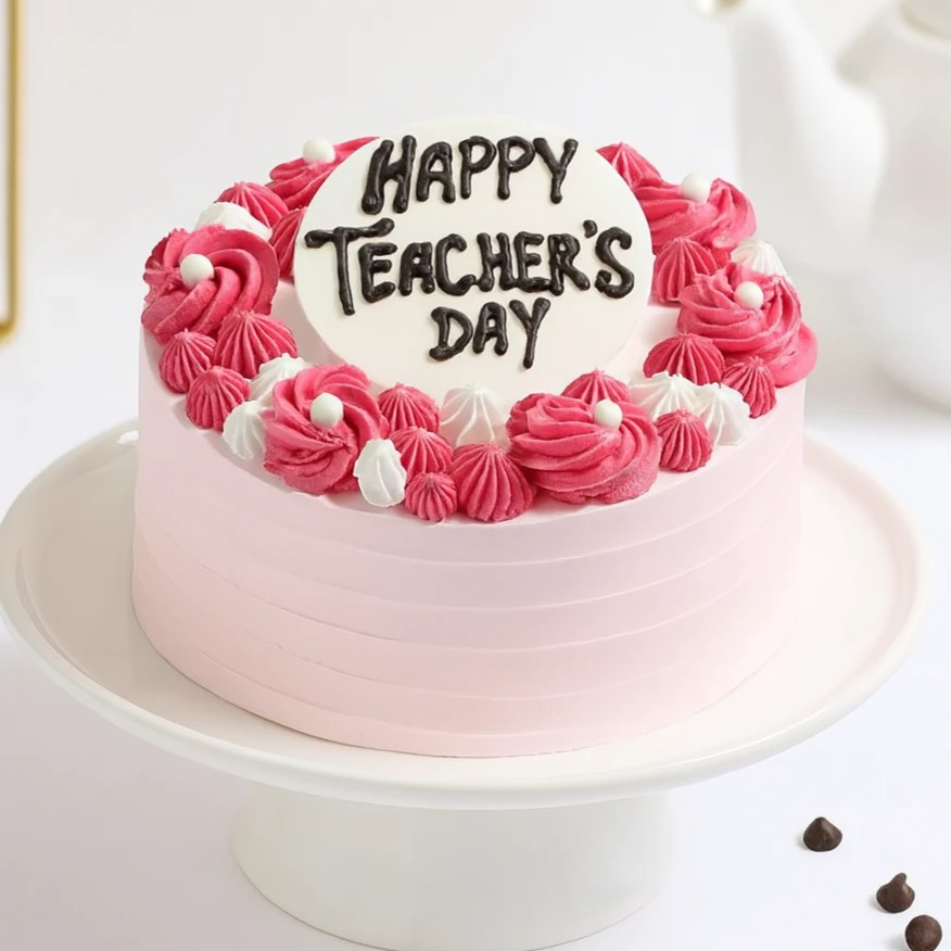 Pink Theme Teachers Day Cake