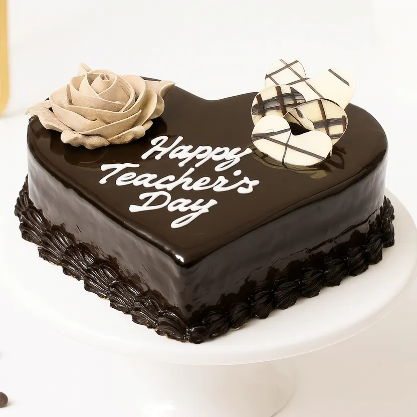 Heart-Shaped Teacher's Day Cake