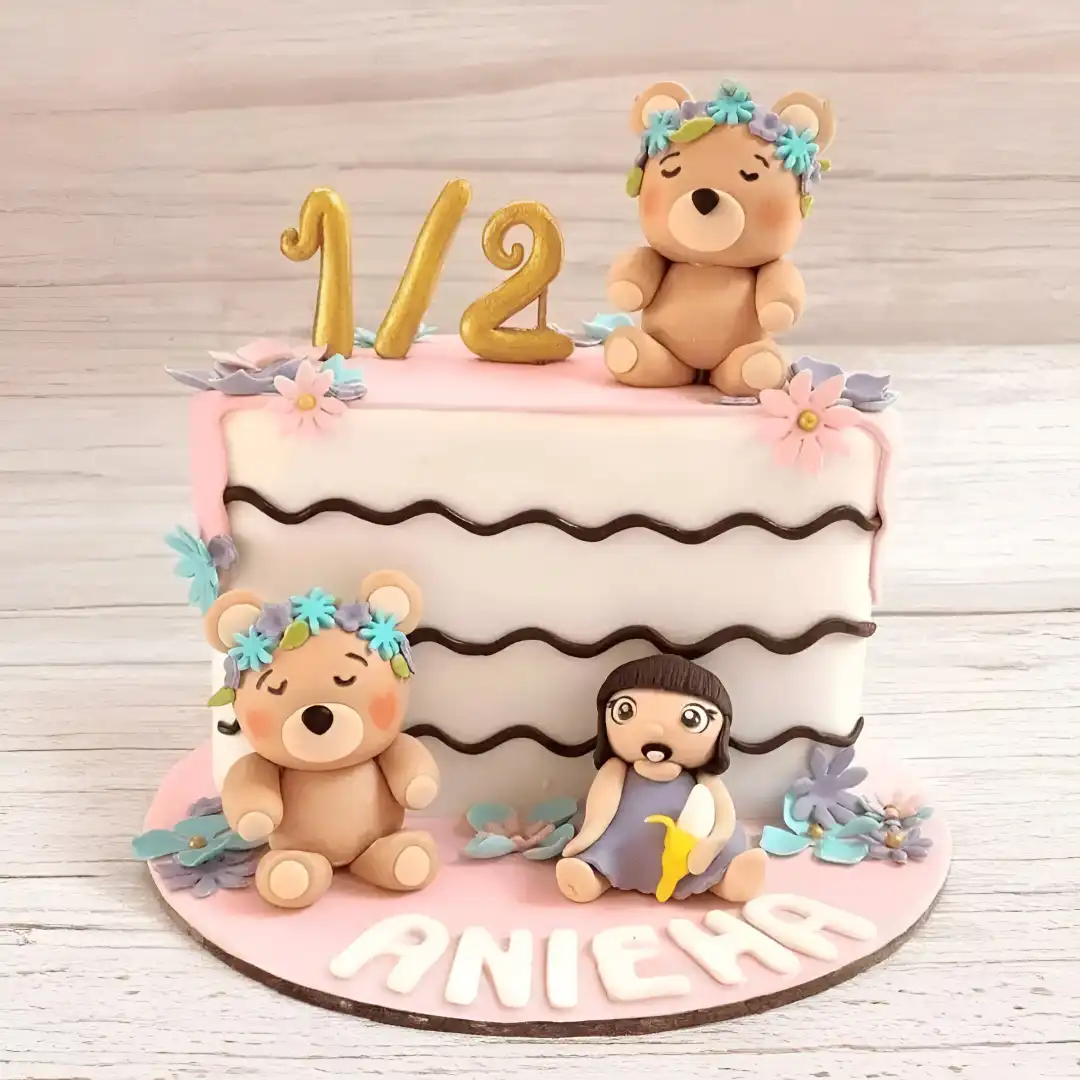Teddy Theme Half Birthday Cake