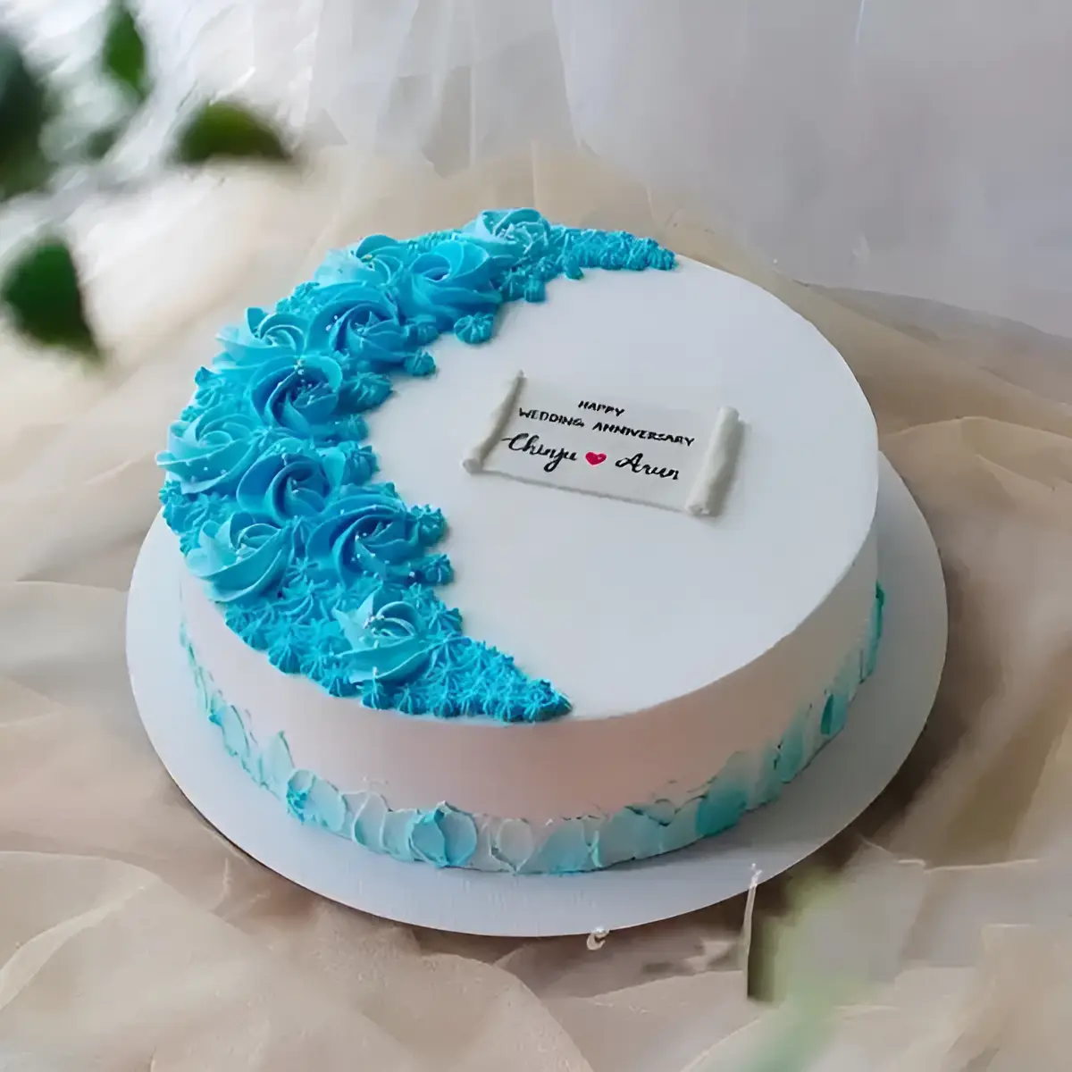 Blue and White Theme Cake