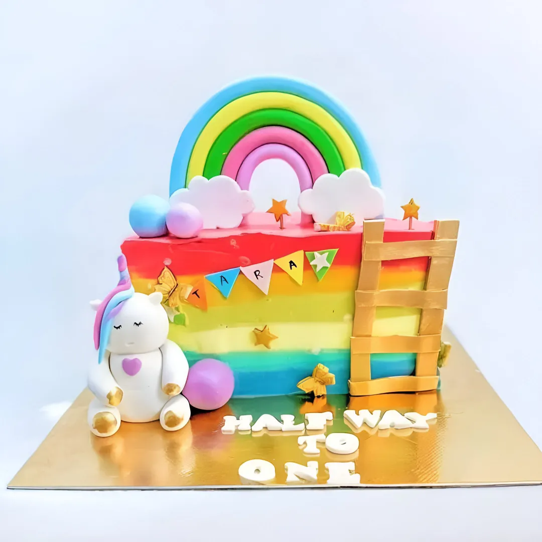 Rainbow Half Birthday Cake