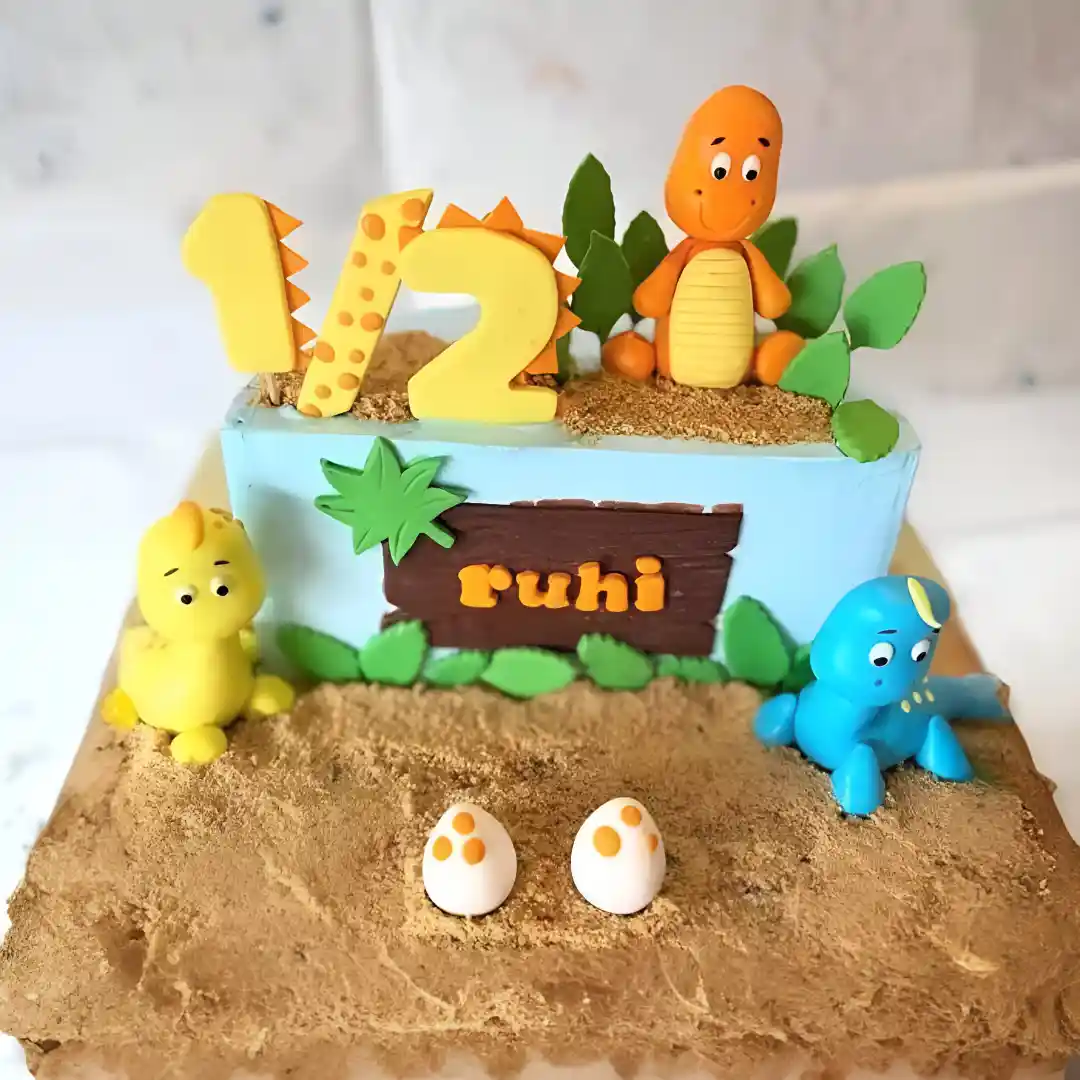 Dinosaur Half Birthday Cake
