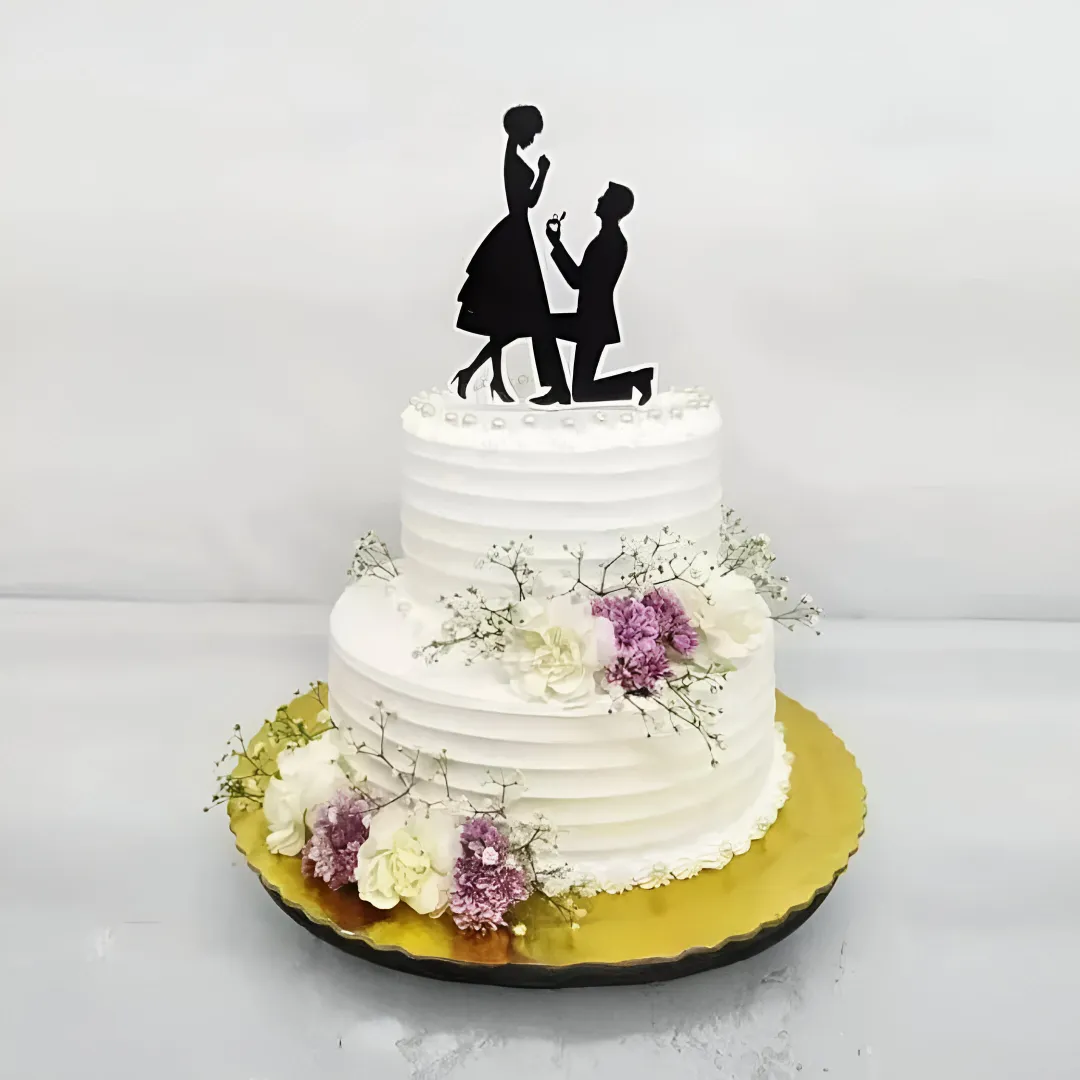 Floral and Pearls Wedding Cake