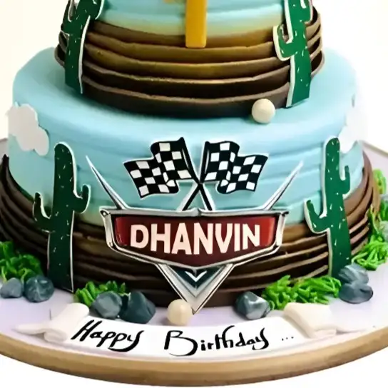 2 Tier Cars Theme Cake